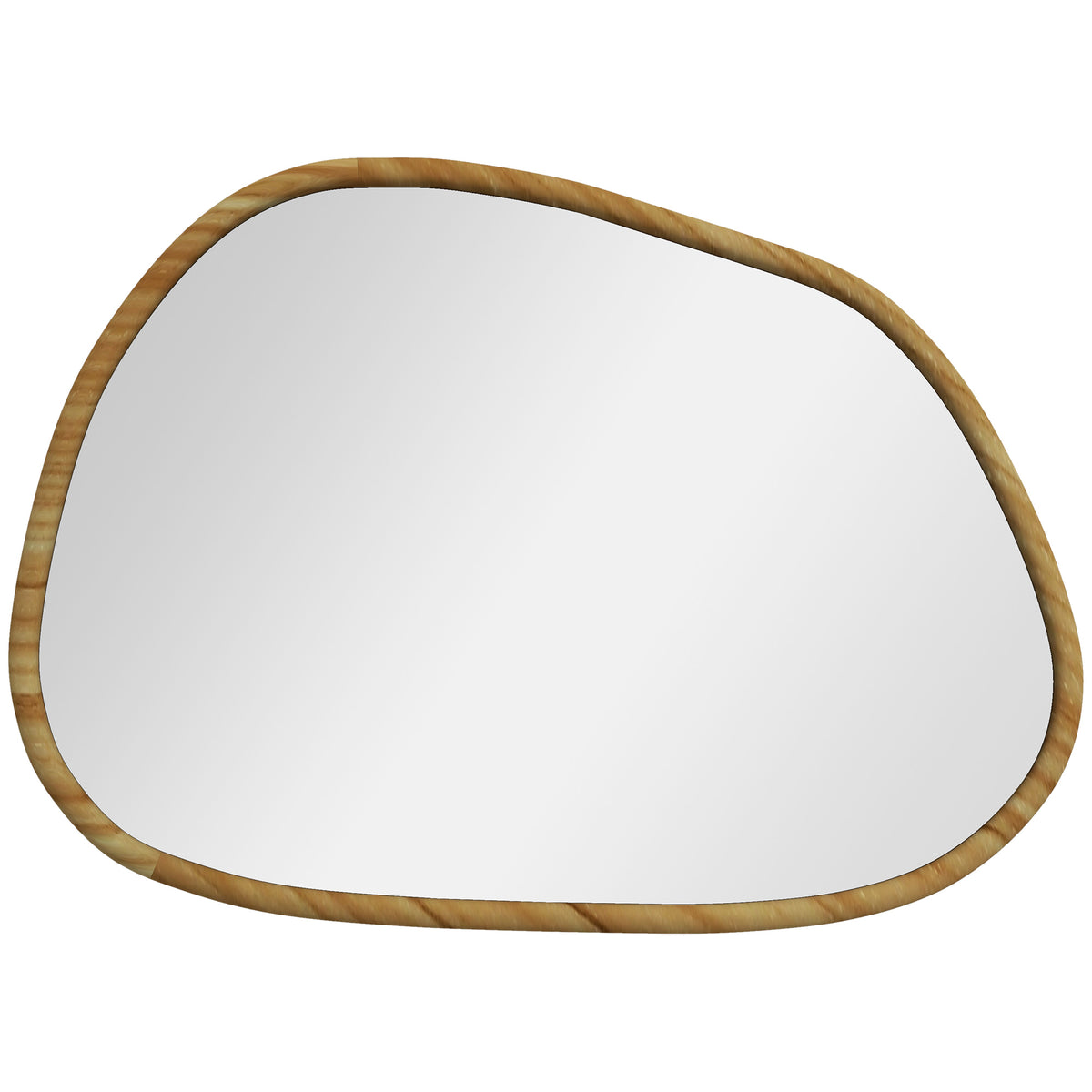 Miroir mural miroir décoratif forme organique avec cadre en bois horizontal ou vertical 70 x 50 cm naturel-0