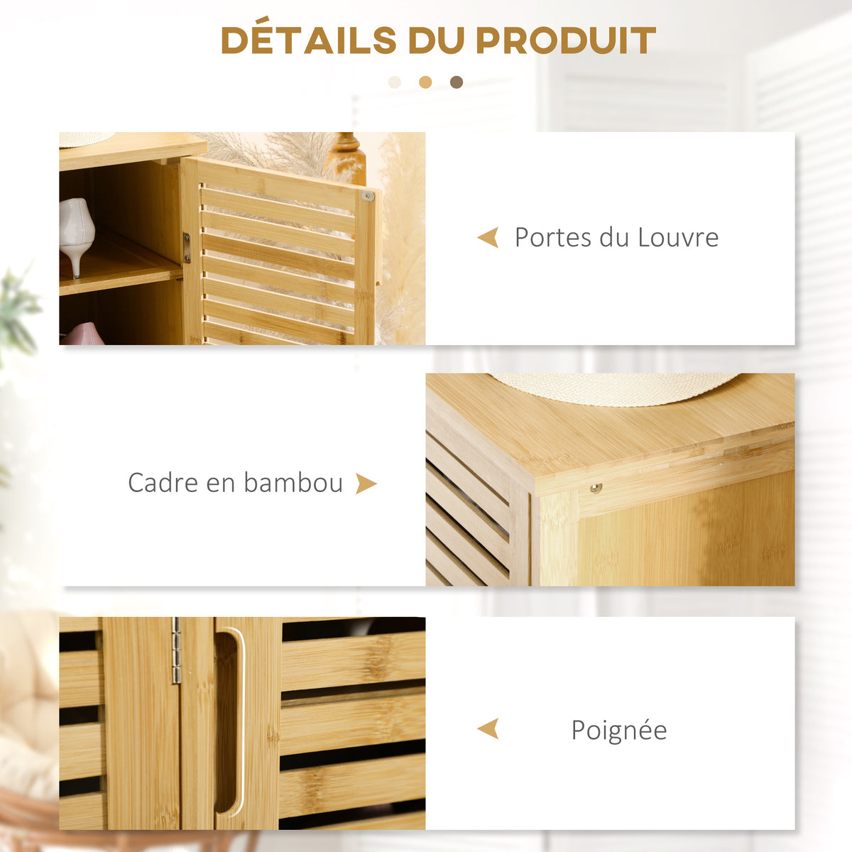 Meuble à chaussures armoire à chaussures style naturel - 2 placards avec 8 étagères - en bambou bois naturel-5