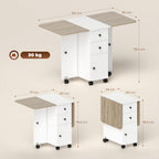 Table de cuisine pliable table à manger pliante 2 plateaux rabattables avec 2 tiroirs 1 placard blanc et chêne-2