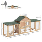 Clapier cage à lapins rongeurs XXL clapier nain 2 étages toit bitumé intégral tiroir déjection 210L x 45,5l x 84,5H cm bois massif pin pré-huilé-2