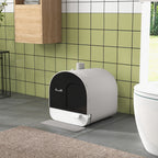 Bac à litière pour chat avec porte battante pelle et filtre inclus dim. 43L x 44l x 47H cm gris-1