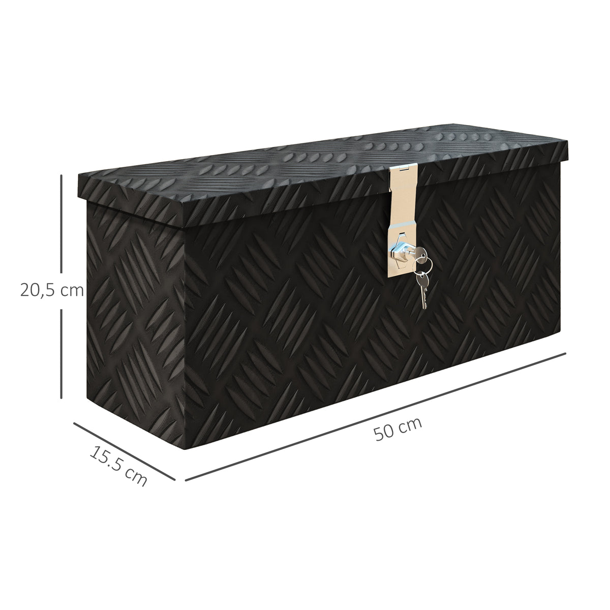 Boîte de rangement - boîte à outils en aluminium - alu. verrouillage clé - dim. 50L x 15,5l x 20,5H cm-2