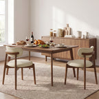 Lot de 2 Chaises Salle à Manger, Chaises de Cuisine en Chenille avec Dossier Incurvé, Assise Rembourrée, Beige-8