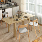Table à manger extensible, table de cuisine rectangulaire, pour 6-8 personnes, 140-180 x 80 cm, effet bois naturel-1