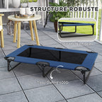 Lit surélevé pour chiens pliable rafraîchissant, lit de camp pour animaux en maille respirante 107x61x20cm bleu foncé-4
