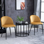 Lot de 2 chaises salle à manger chaise de cuisine scandinave chaise en velours rembourrée avec pieds effilés en métal, pour salon, salle à manger, jaune-7
