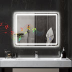 Miroir salle de bain Bluetooth avec éclairage LED 60 x 80 cm, miroir lumineux mural avec horloge, antibuée, argenté-1