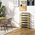 Casier à bouteilles, porte-bouteille en bois à 7 niveaux pour 42 bouteilles, 63 x 25 x 102cm, naturel-9