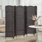 Paravent interieur en bois 6 panneaux 240 x 170 cm séparateur de pièce pliable pour salon, chambre à coucher, naturel-1