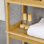 Étagère de toilettes meuble de salle de bain dessus toilette WC avec placard 2 portes et étagère ouverte 60 x 23 x 173 cm bambou-7