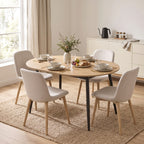 Table à manger extensible ovale pour 4 à 6 personnes, table de cuisine 120-160 cm, bords arrondis, chêne-8