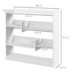 Bibliothèque étagère Meuble de Rangement dim. 90L x 24l x 91H cm 4 Niveaux 3 Panneaux arrières Panneaux de Particules Blanc-2
