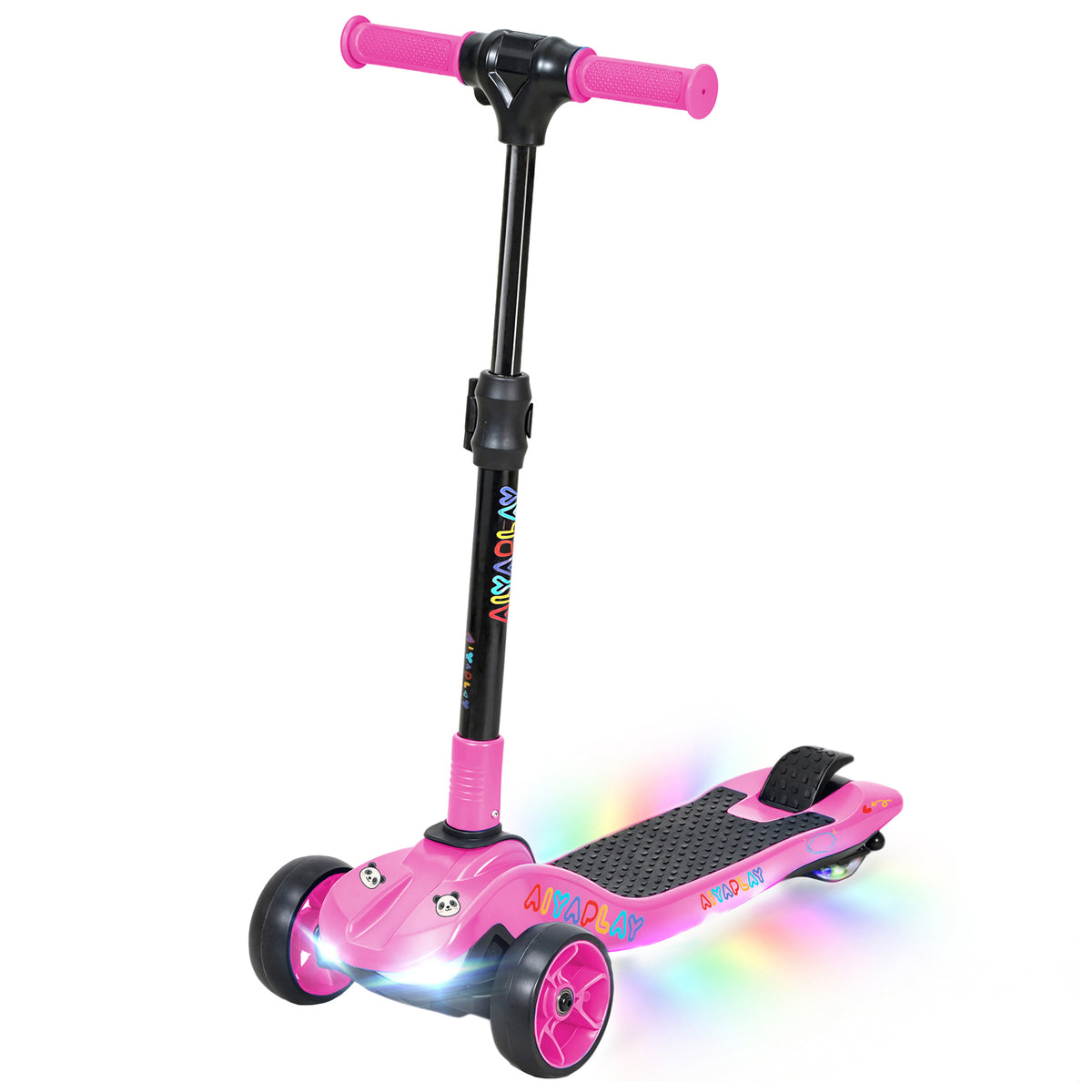 Trottinette électrique pour enfant 6 à 10 ans, pliable 3 roues démarrage zéro, vitesse maximale 8 km/h 64x29x83cm rose-0