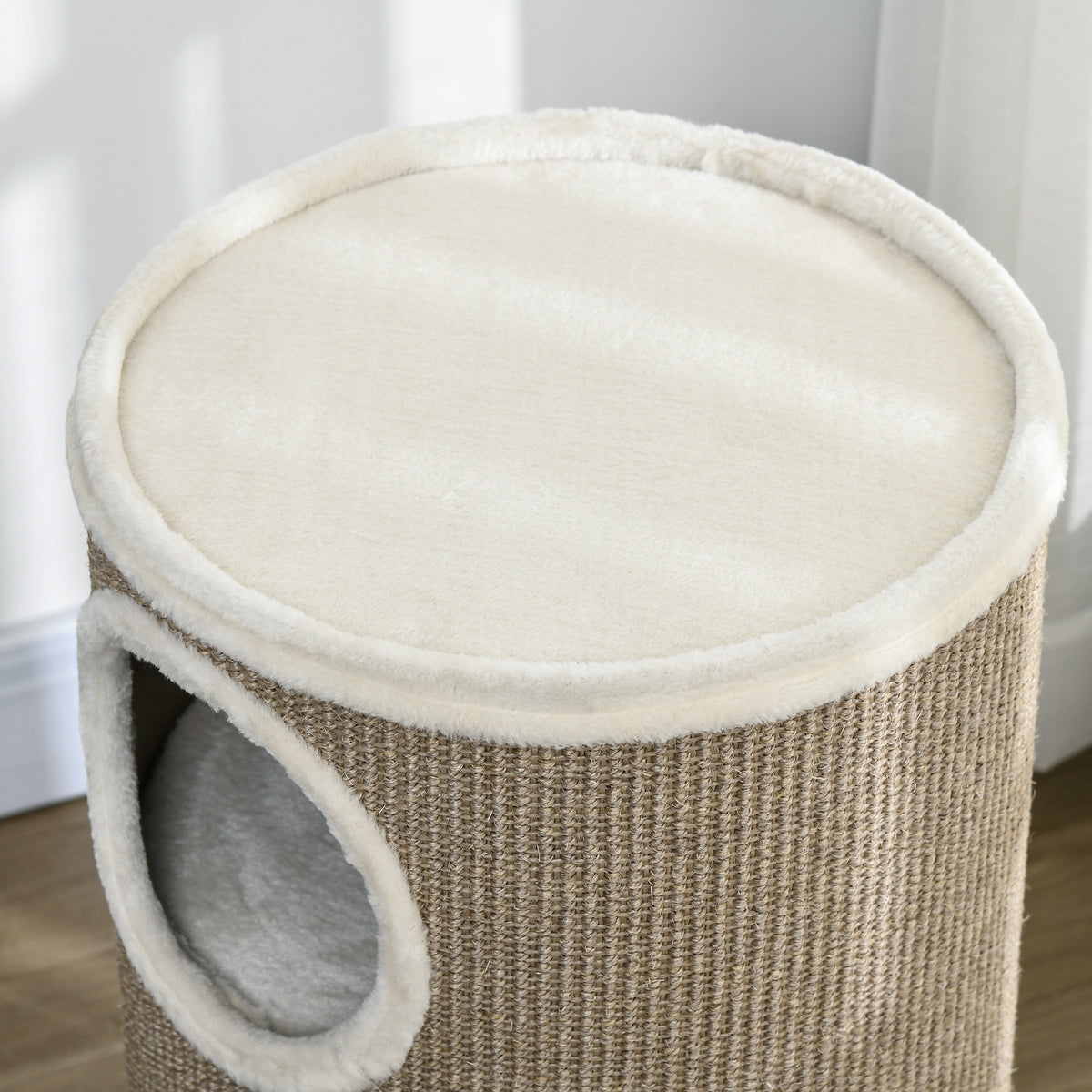 Tonneau à Gratter pour Chat, Tour à Griffer en Sisal à 3 Niveaux Recouvert de Peluche, Ø 38 x 70 cm, Marron-8
