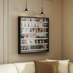 Vitrine pour collection vitrine murale 80 x 9,5 x 83 cm 6 étagères réglables en hauteur 2 portes coulissantes en verre-9