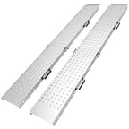 Lot de 2 Rampes de Chargement Pliantes avec Poignées et Surface Antidérapante, Charge Max. 400 kg, 180 x 25,5 cm, Argent-0