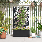 Jardinière avec treillis bac à fleurs rectangulaire grande taille panneau d'intimité métal 61 x 23 x 113 cm noir-7