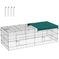 Parc enclos modulable acier avec bache pour lapins rongeurs petits animaux intérieur extérieur 220L x 85l x 70H cm vert-0