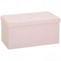 Banc de Rangement, Pouf de Rangement Pliable, Bout de Lit, Repose-Pieds avec Couvercle, 76L x 38l x 38H cm, Rose-0