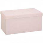 Banc de Rangement, Pouf de Rangement Pliable, Bout de Lit, Repose-Pieds avec Couvercle, 76L x 38l x 38H cm, Rose-0