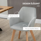 Lot de 2 chaises de salle à manger Fauteuil Assise rembourrée en tissu effet velours Pieds en bois, gris-4