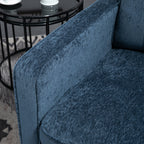 Fauteuil en tissu avec pieds en acier doré, grand confort, pochettes latérales, pour salon, bureau, chambre, bleu-7