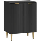Buffet Cuisine, Meuble de Rangement avec 2 Portes, Étagère Réglable, Pieds Métalliques Surélevés, 60 x 40 x 80 cm, Noir-0