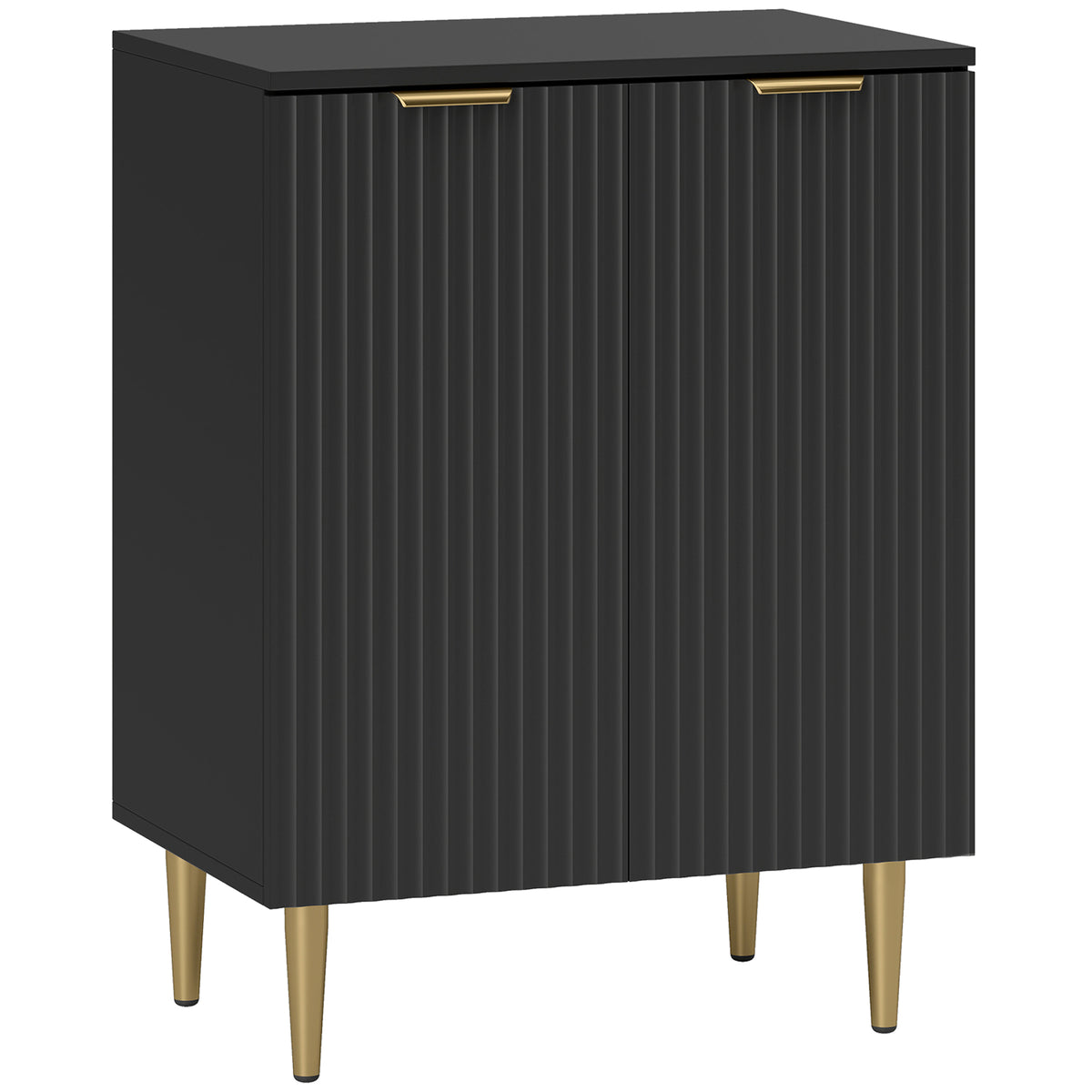 Buffet Cuisine, Meuble de Rangement avec 2 Portes, Étagère Réglable, Pieds Métalliques Surélevés, 60 x 40 x 80 cm, Noir-0