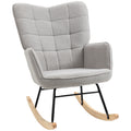 Fauteuil à bascule rocking chair revêtement bouclette structure en acier 71 x 98 x 101 cm Gris clair-0
