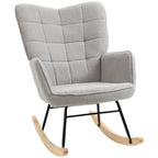 Fauteuil à bascule rocking chair revêtement bouclette structure en acier 71 x 98 x 101 cm Gris clair-0
