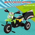 Tricycle Enfants Moto Cross Effets musicaux et Lumineux Coffre Rangement Vert-3
