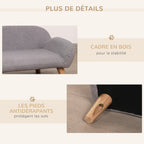 Canapé pour chien canapé pour animal de compagnie pieds effilés en bois revêtement tissu 72 x 44 x 31 cm - gris-6