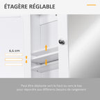 Armoire Murale étagère Salle de Bain 56L x 13l x 58H cm Double Porte Miroir étagère réglable MDF Gris-6
