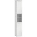 Meuble de salle de bain haut, meuble de rangement avec 2 portes, 2 compartiments ouverts, étagère réglable, blanc-0
