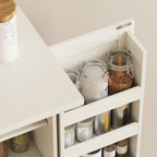 Buffet cuisine armoire de cuisine 5 niveaux avec portes et étagères réglables 60l x 40P x 120H cm grain de bois crème-8
