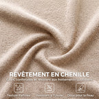 Canapé 3 Places 233 cm, Canapé Salon en Chenille Moderne avec Assise Profonde, Accoudoirs Larges, Beige-6