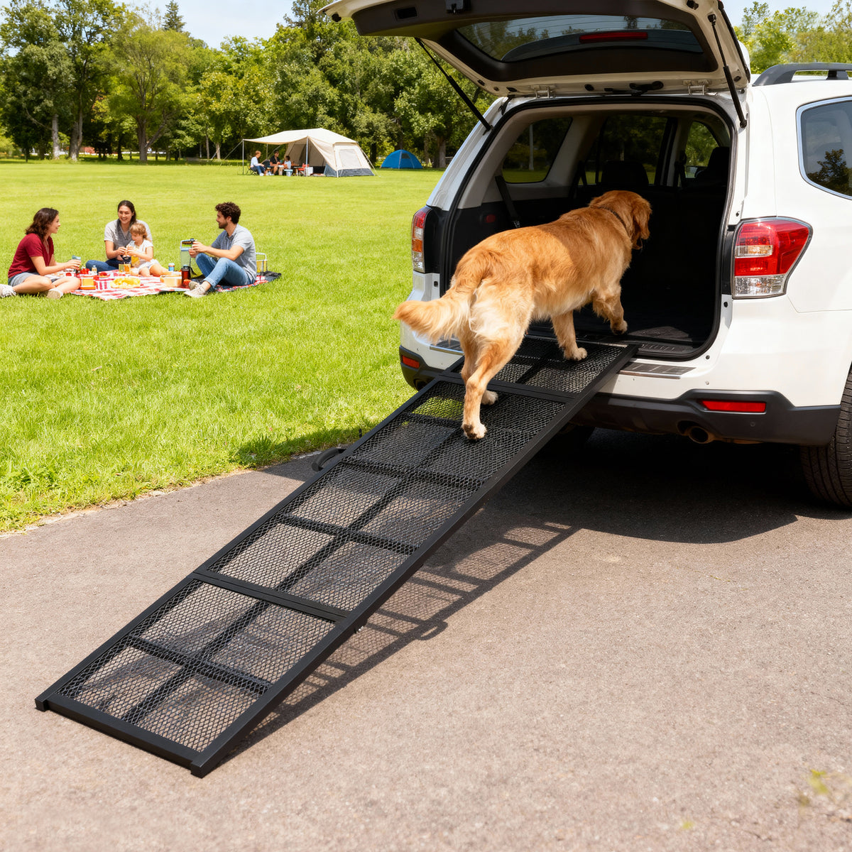 Rampe pour Chien Pliable en Acier, Escalier pour Chien avec Surface Antidérapante, Charge 180 kg, 191 x 50 x 4 cm, Noir-9