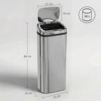 Poubelle à capteur de mouvement ouverture automatique 1 bac de 50 L en acier inoxydable-2