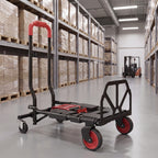 Diable et Chariot de Transport à Roulettes Pliable 2-en-1, Charge Max 120 kg, Base Rabattable, Acier, 83x44x78cm, Rouge-1