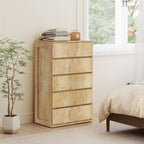 Commode 5 tiroirs meuble de rangement sans poignées design minimaliste 60 x 39 x 100 cm bois naturel-6