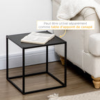 Lot de 2 tables basses gigognes carrées style industriel en métal noir mat - dim. 40 et 35 cm-4