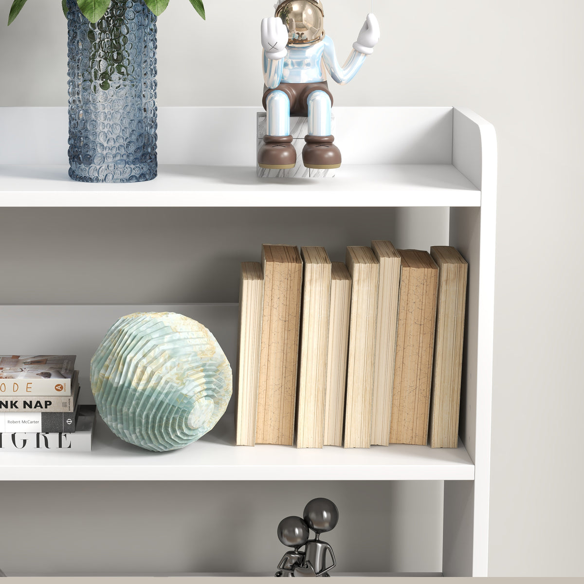 Bibliothèque étagère Meuble de Rangement dim. 90L x 24l x 91H cm 4 Niveaux 3 Panneaux arrières Panneaux de Particules Blanc-7