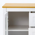 Buffet salon, meuble de rangement avec 1 placard double porte, 2 placards à porte vitrée, 2 tiroirs et étagère réglable, style moderne, buffet salle à manger et cuisine, 120x40x90cm, blanc-7