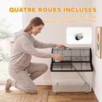 Cage hamster cage rongeur 2 étages avec roulettes plate-forme et échelle en fil d'acier 57 x 43 x 57 cm noir-4
