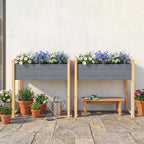Carré Potager avec pieds Lit de Jardin Surélevé 4 trous de drainage et Tissu non tissé, 98 x 37 x 90 cm, gris-8