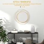 Miroir rond en métal filaire doré, décoration style moderne, diamètre Φ65 cm-3