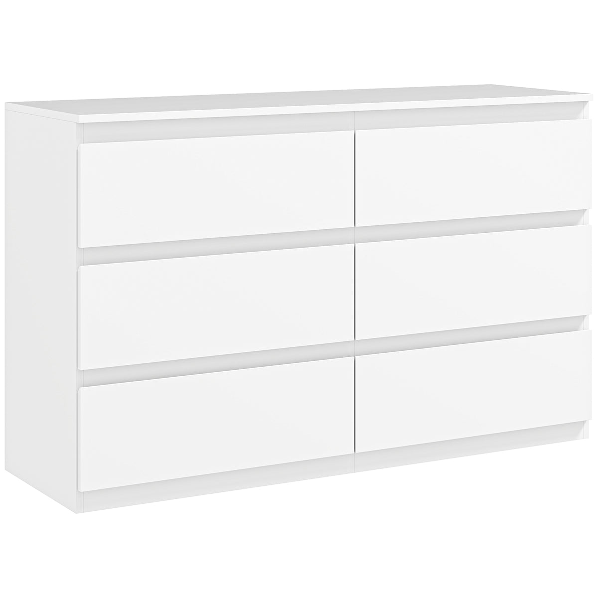 Commode 6 tiroirs meuble de rangement sans poignées design minimaliste 120 x 39 x 75 cm blanc-0