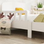 Lit enfant lit au sol enfant barrières de sécurité haut sommier à lattes et cadre robuste 143,5 x 74,2 x 54 cm blanc-6