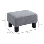 Pouf repose-pied tabouret bas en tissu de lin capacité de charge 110 Kg 40 x 30 x 24 cm gris-2