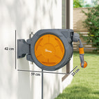 Enrouleur Tuyau Arrosage Mural 30 m x Ø 15 mm Dévidoir Automatique de Tuyaux d'Eau Rétractable Automatique orange-2